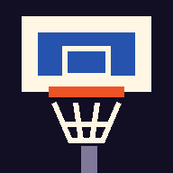 Original geometric pixel basketball hoop illustration